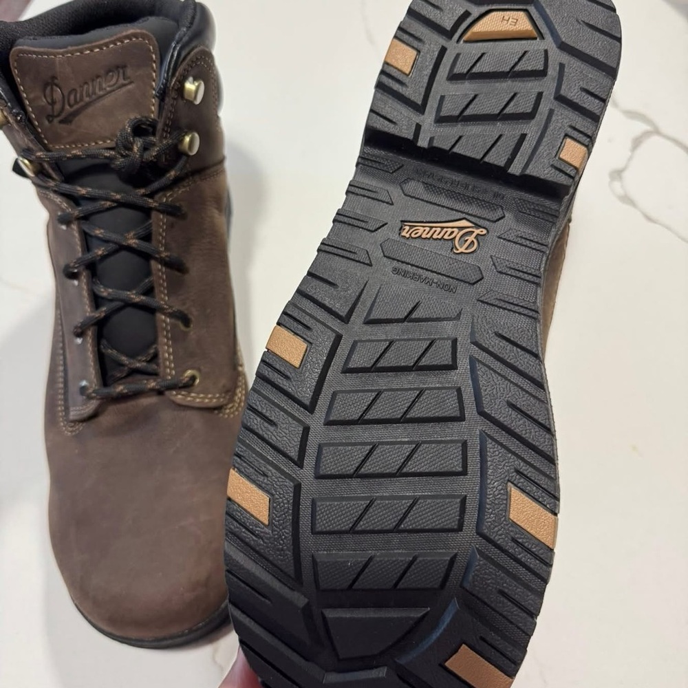 Danner Brown Leather Work Boot with Black Lug Sole